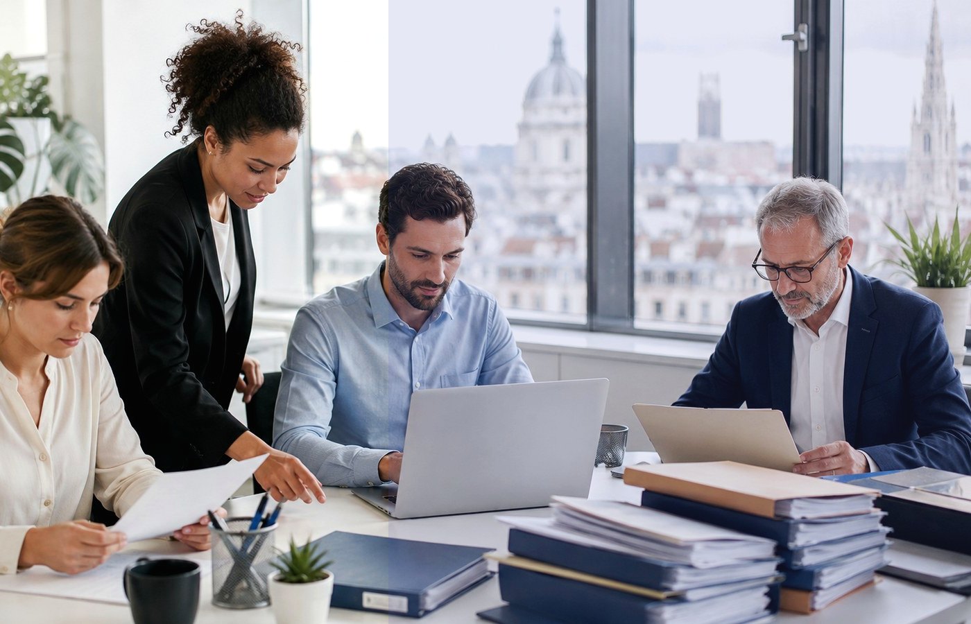 Documents et ordinateur en contexte professionnel
