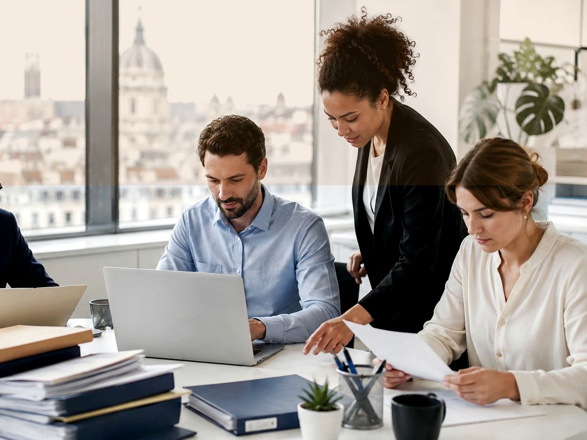 Équipe en réunion dans un bureau